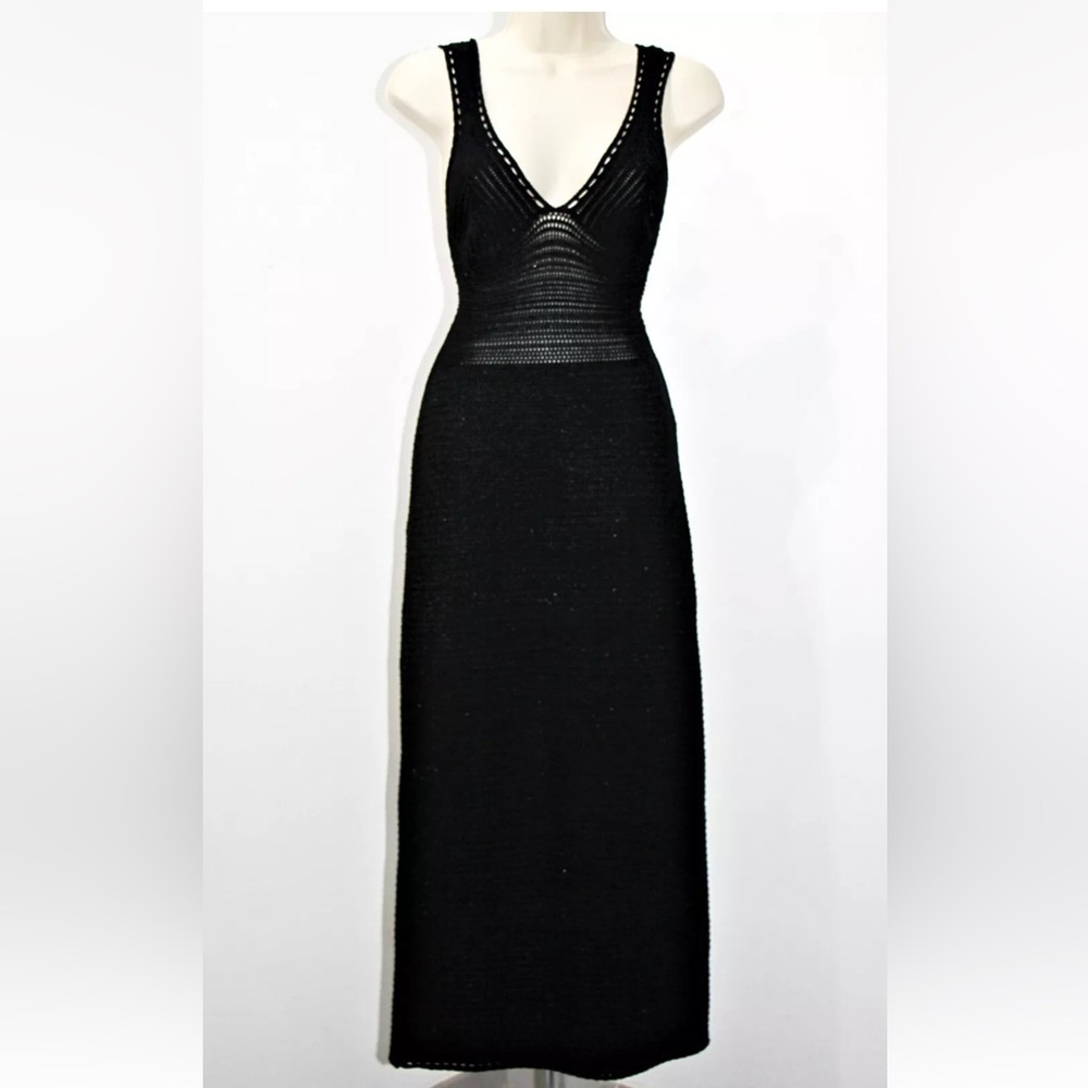 Torn by Ronny Kobo Madi Open-Back Knit Crochet Maxi Dress Black Size M - Picture 11 of 15